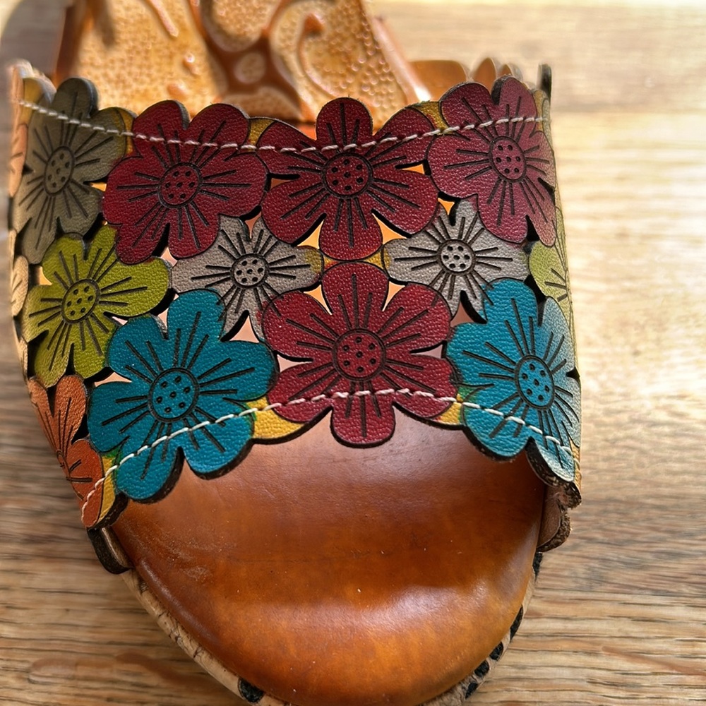 Spring Step Zalma Camel Color With Multi Color Fl… - image 3